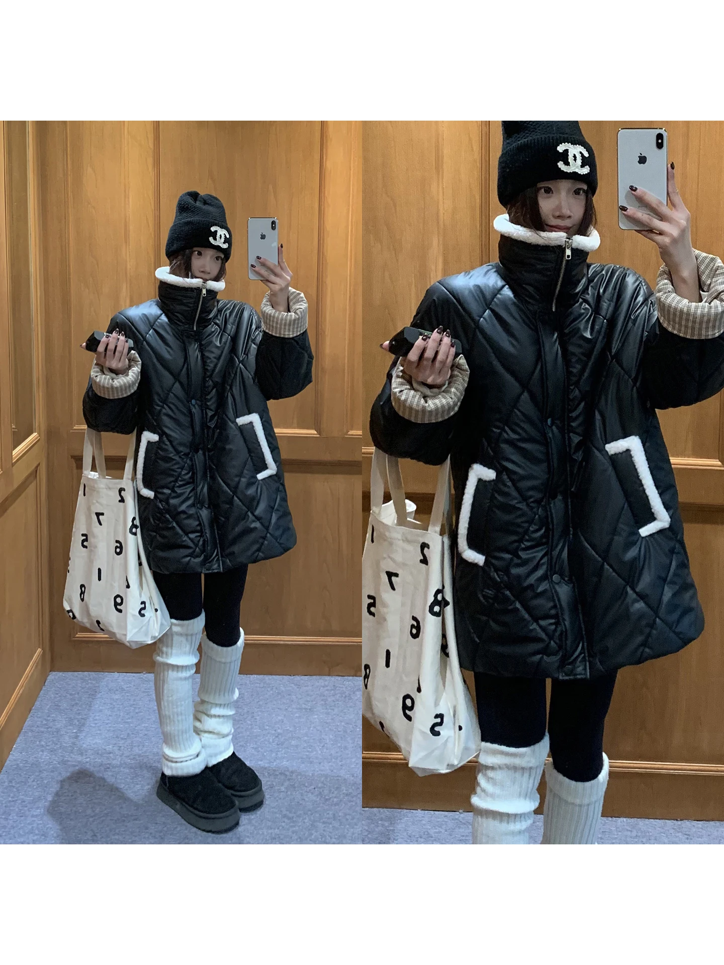 

Утепленная зимняя хлопковая куртка G Sle для женщин, черное хлопковое пальто, очень красивое, для повседневной носки, простое, с длинными рукавами, однотонное