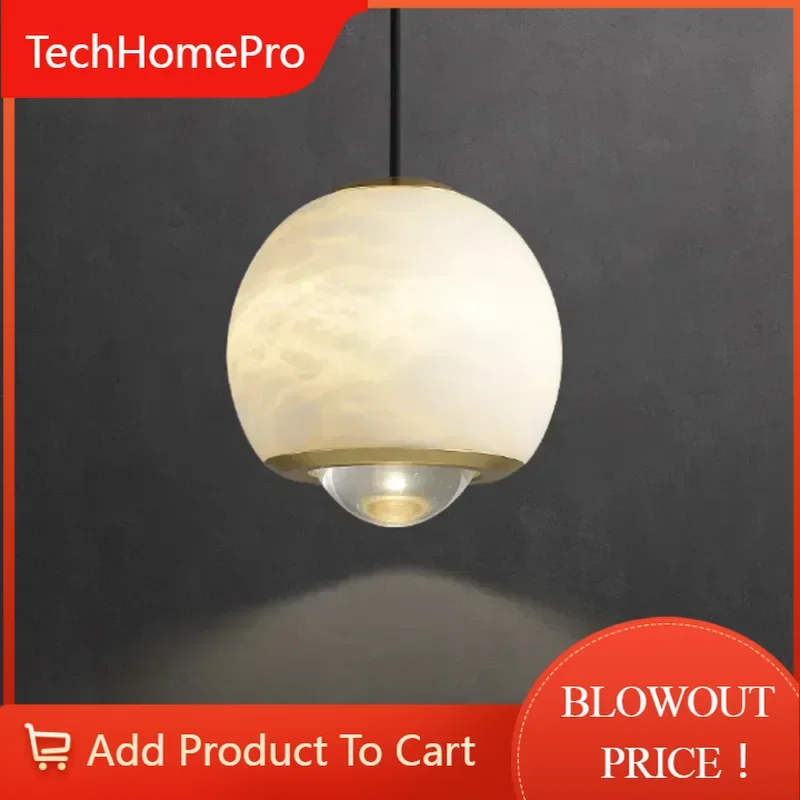 TechHPSANDYHA Modern Marble Chandelier Stylish LED Pendant Light For Bedroom Dining Room Kitchen