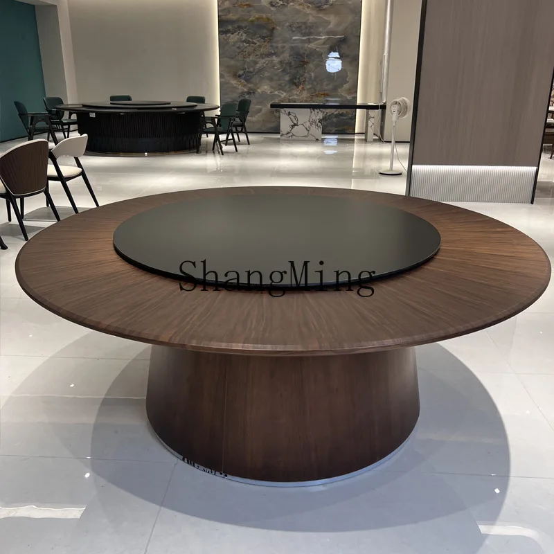 

FG Hotel large round table round dining table and chairs with turntable rock slab dining table
