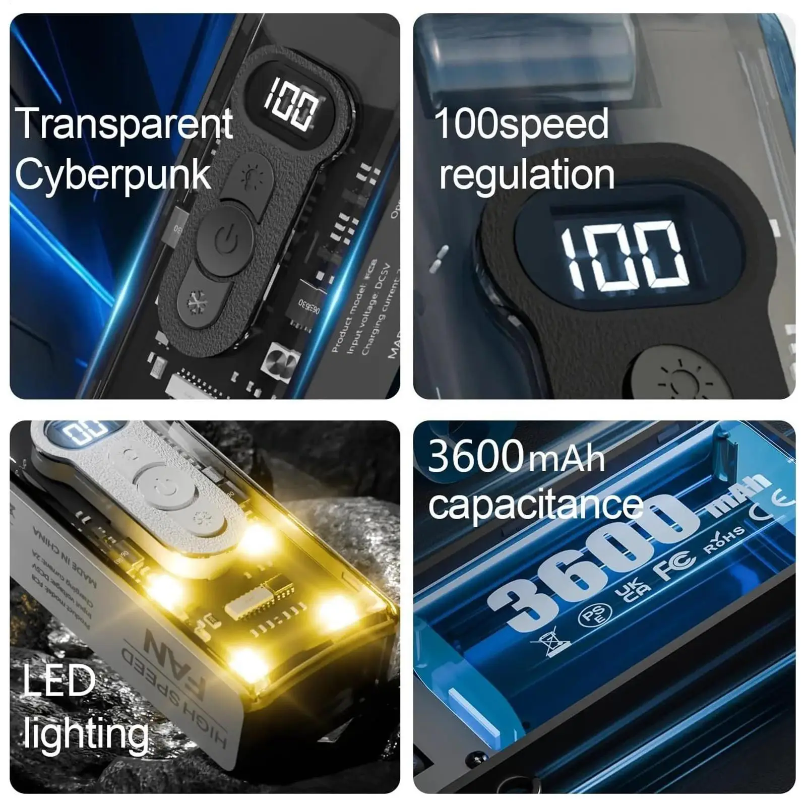 

Handheld Fan Rechargeable Personal Fan Handheld With Instant Cooling Plate Cooling Device With LED Light For Workplace Walking