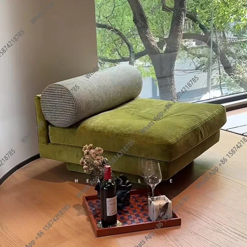 N67 Pastoral minimalist design niche new single leisure sofa chair Forest Matcha green lazy home chair