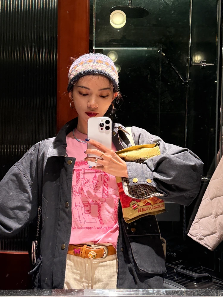 

Thiened Cotton Jaet Outwear Faded Yeast Waed Iceland ey Sandwich Cotton Store Owner Version Long Sve Collar S...