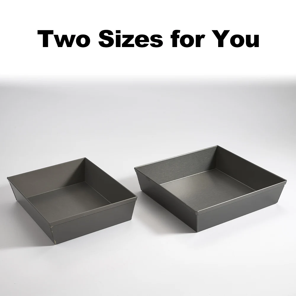 ROMALDO Two Sizes Detroit Pizza Pan (Non-Stick&BPA Free) Hard Anodized Rectangle Aluminum Deep Pizza Pan