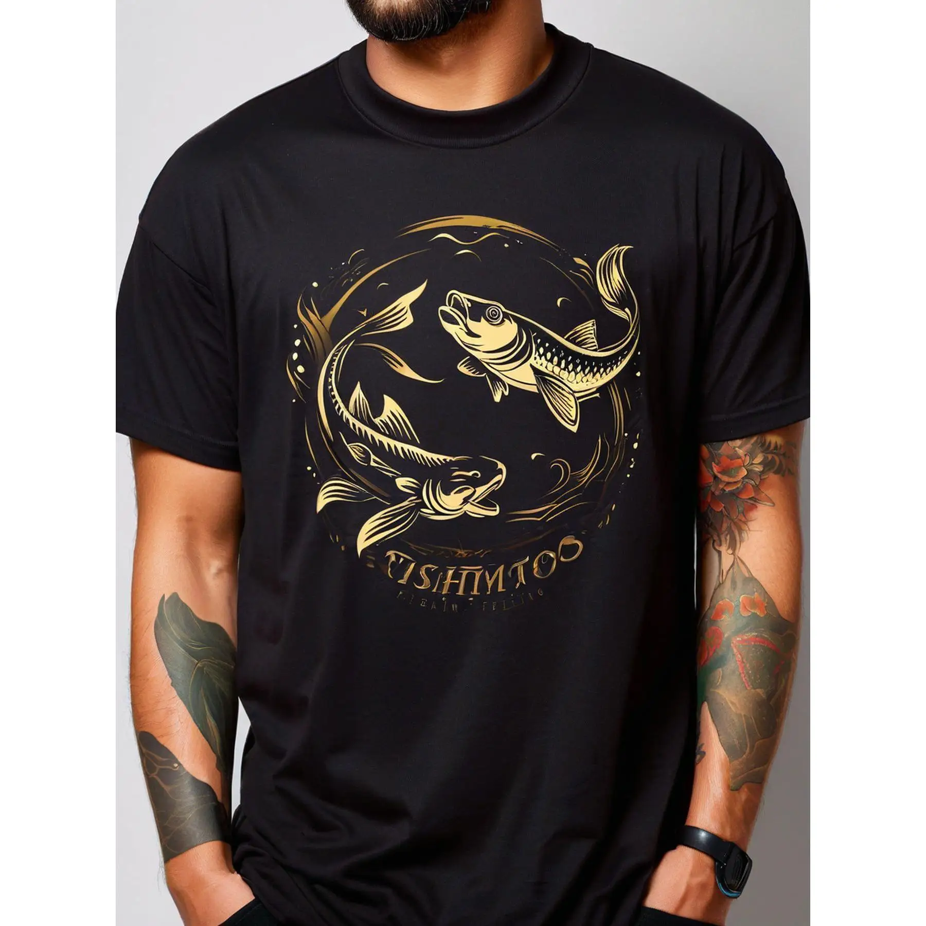 

Koi Fish Graphic T-Shirt Men Women S-3XL Japanese Zen Art Style Gold Print Casual Streetwear Tee Summer Outfit