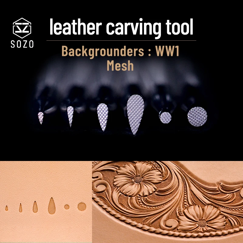 SOZO WW1 Lather Work Carving Tool Backgrounders Mesh DIY Handmade Stamping-Print Embossing Stamps 304 Stainless Steel