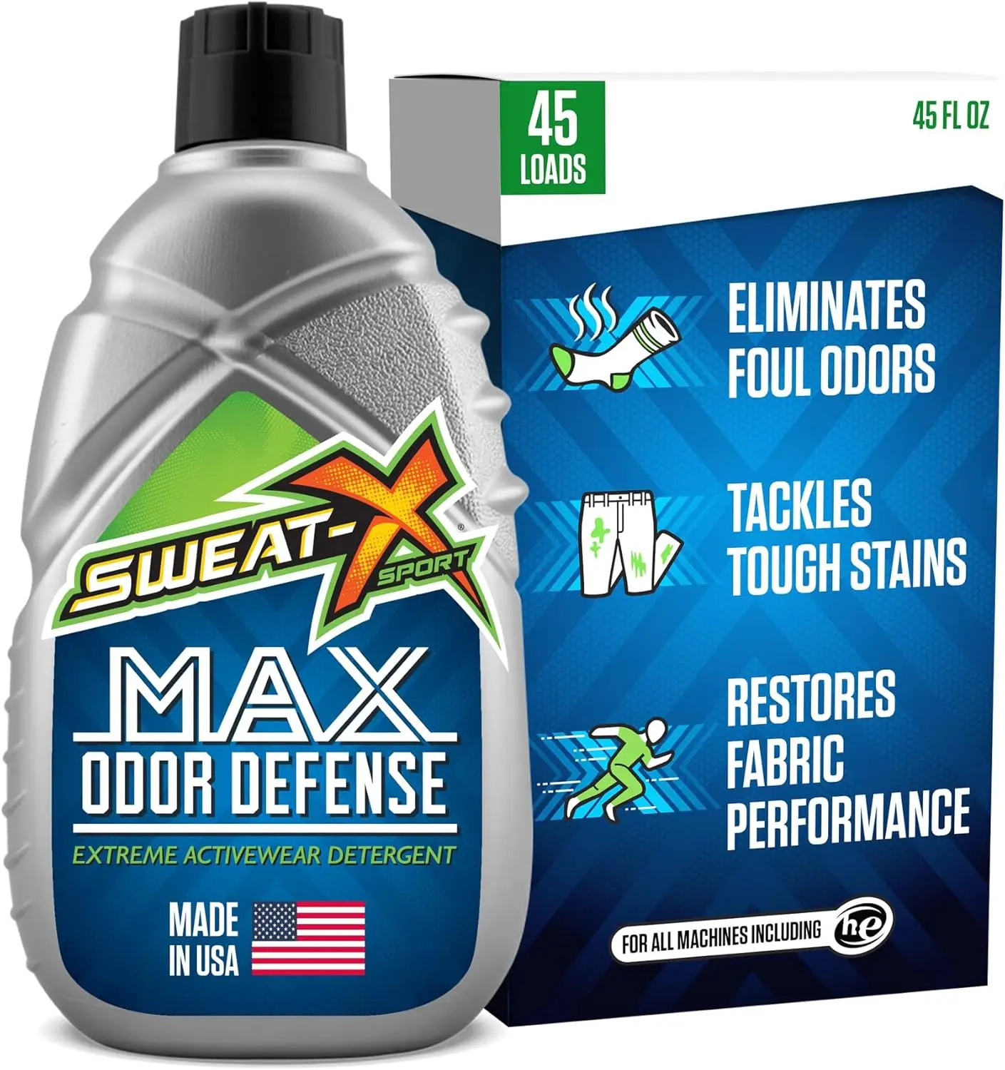 

Max Odor Defense Laundry Detergent Liquid for Activewear & Gym Clothes, Sensitive Skin Safe, Concentrated Formula, 45 Loads