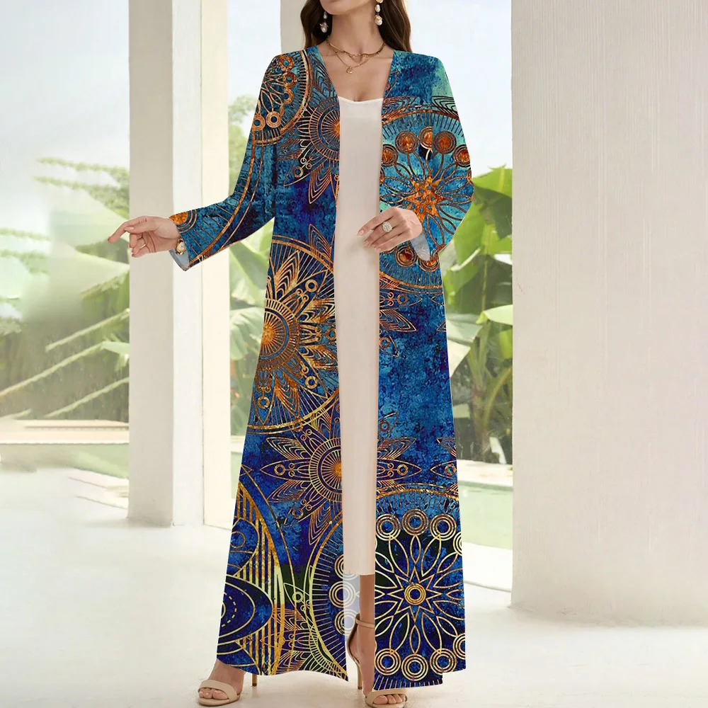 Luxury Dubai Islamic Muslim Abaya 2024 Femme Turkey Kaftan Islamic Clothing Printing Abaya One Piece Type Ramadan Abaya Dresses