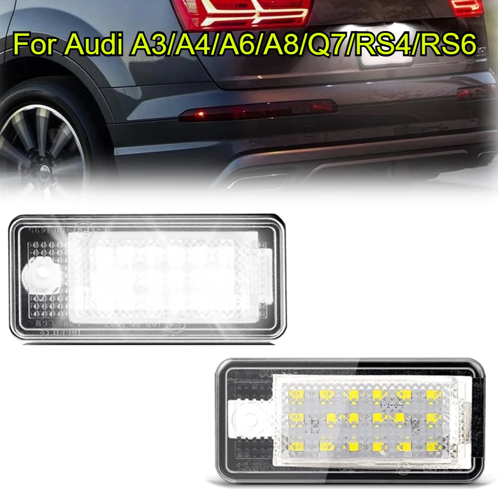 

2 шт. светодиодный светильник номерного знака для Audi A3 A4 S4 RS4 B6 B7 A6 RS6 S6 C6 S5 Q7 A8 S8 Avant Canbus безошибочная лампа номерного знака