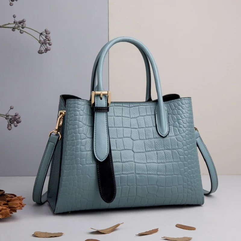 

Crocodile pattern cowhide handbag For women genuine leather trendy women's crossbody bag elegant commuter shoulder bag as gift