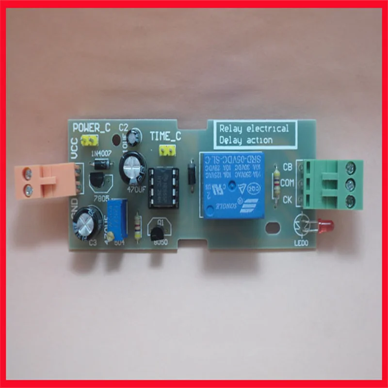 NE555 Relay Power-on Delay Action Module, Adjustable Power Supply for 1 Second to 5 Minutes, 5-12V