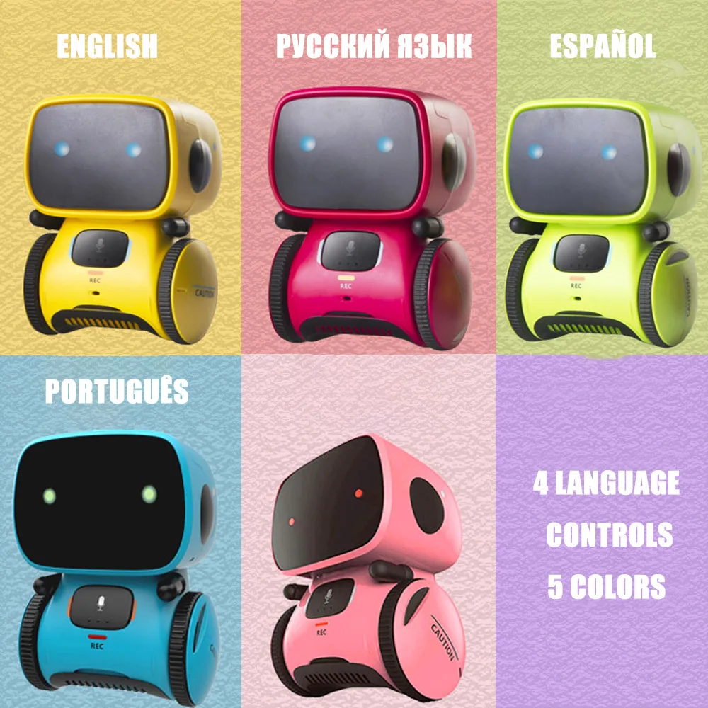 Toy Robot Intelligent Robots Russian & English & Spanish Version Voice & Touch control Toys Interactive Educational RC Robot