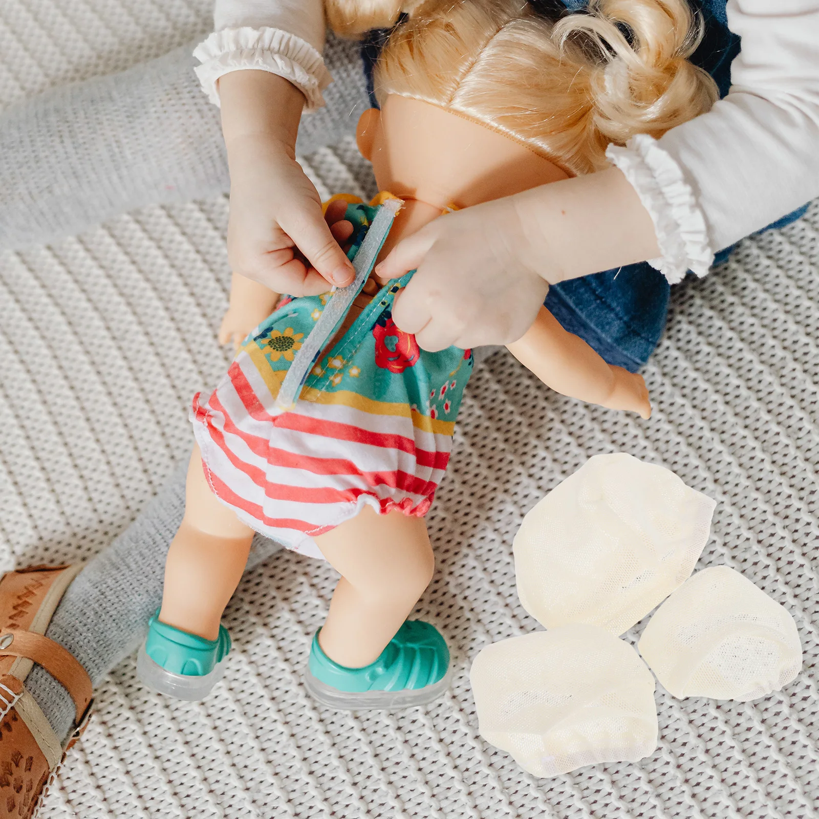 3 Stück BJD Haar Perücken Kappe Liner Spielzeug Zubehör Beige Mesh Net Weben Haar Einfacher Ersatz Mini Styling