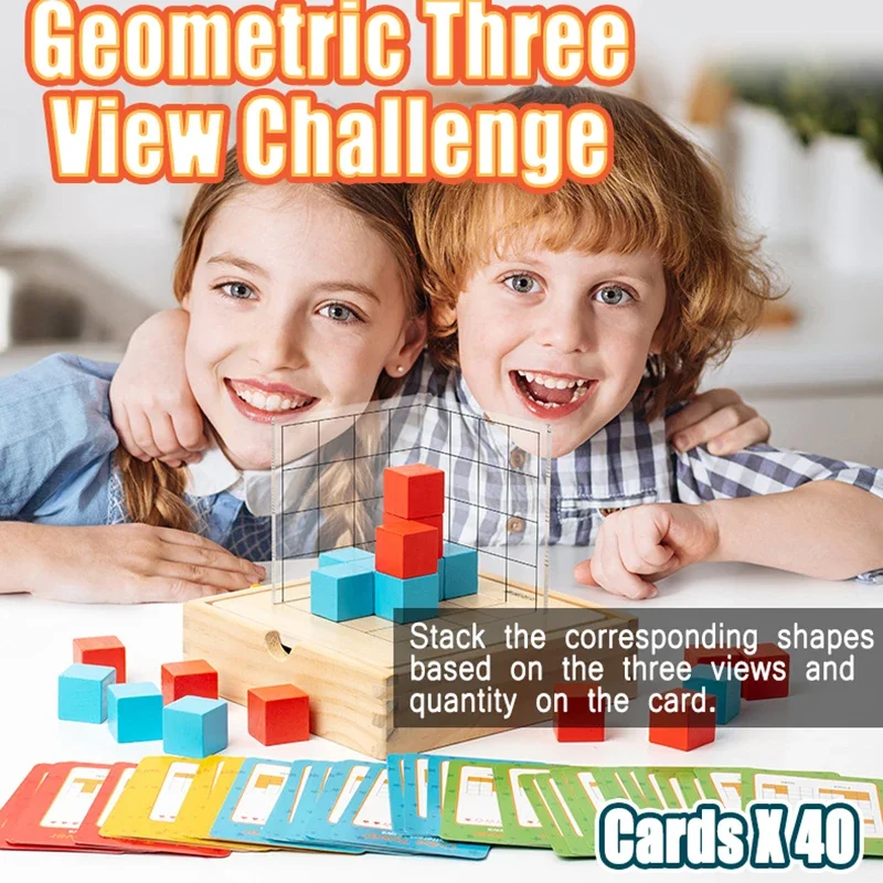 

Education Board Game Kids 3D Geometry Logical Thinking Reasoning Toy Montessori Mirror Puzzle Matching Three View Teaching Aids