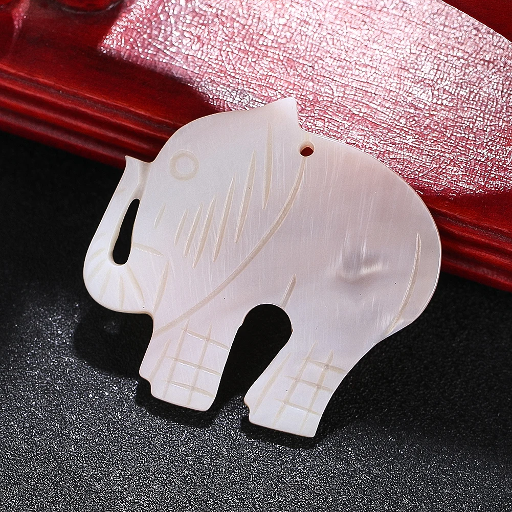 42mm*45mm Natural Mother of Pearl Elephant Pendant Melon Seed Button Diy Necklace Jewellery Accessories Backpack Charm