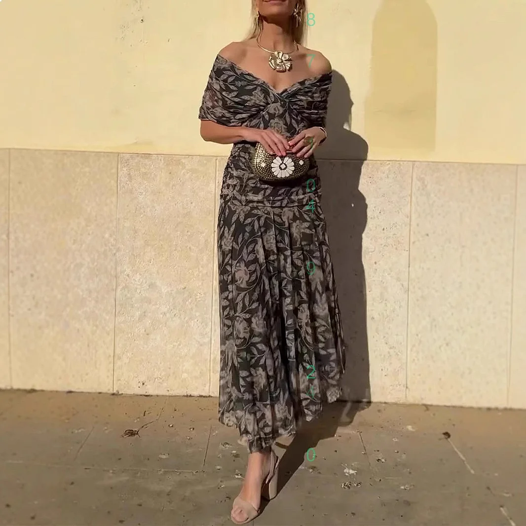 

Women V Neck Floral Print Dress Dresses Spring Summer Casual Flowy Midi Dress