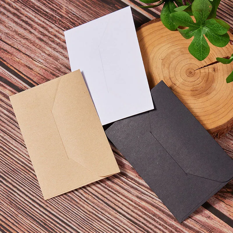 

100 шт./лот, конверты из крафт-бумаги 120 г, мини-конверты в западном стиле для открыток, визиток, свадебных приглашений, подарочной упаковки