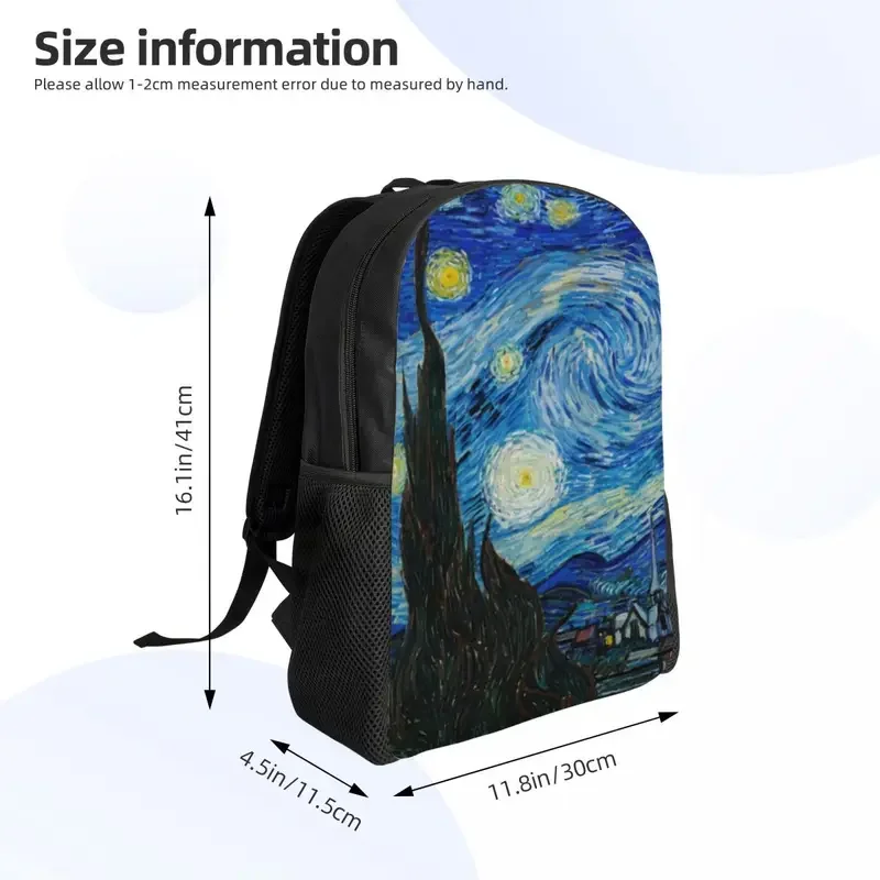 Maßge schneiderte Vincent van Gogh Sternennacht Laptop Rucksack Frauen Männer Bücher tasche für School College Student Ölgemälde Kunst Taschen