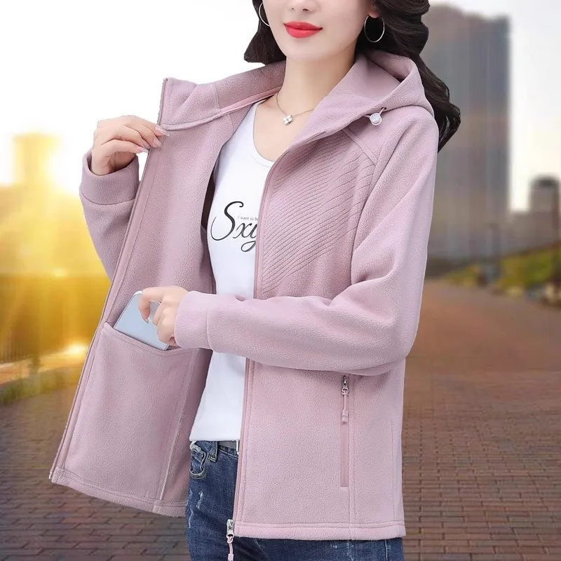 

Флисовый свитер, женская осенне-зимняя короткая куртка, новинка 2025 года, повседневный кардиган на молнии, флисовые теплые топы, женская верхняя одежда, пальто