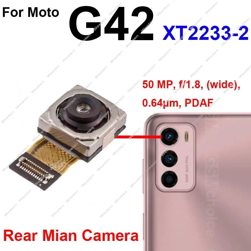 Front Rear Main Camera Flex Cable For Motorola MOTO G32 G42 G52 G82 Front Facing Selfie Back Camera Parts