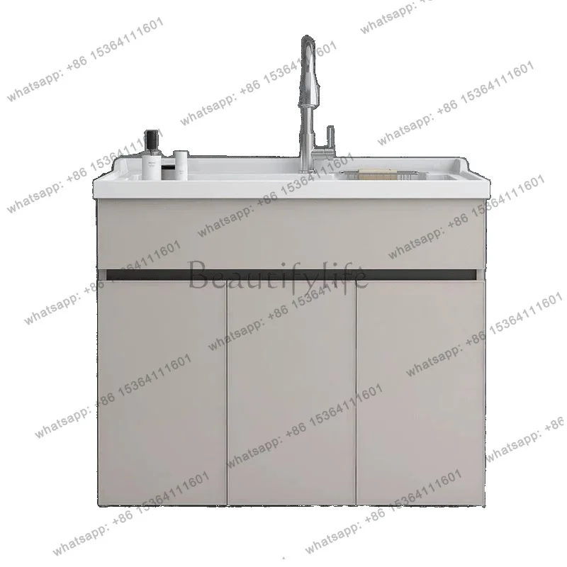 Balcony laundry pool with rubbing board integrated artificial stone sink basin bathroom cabinet