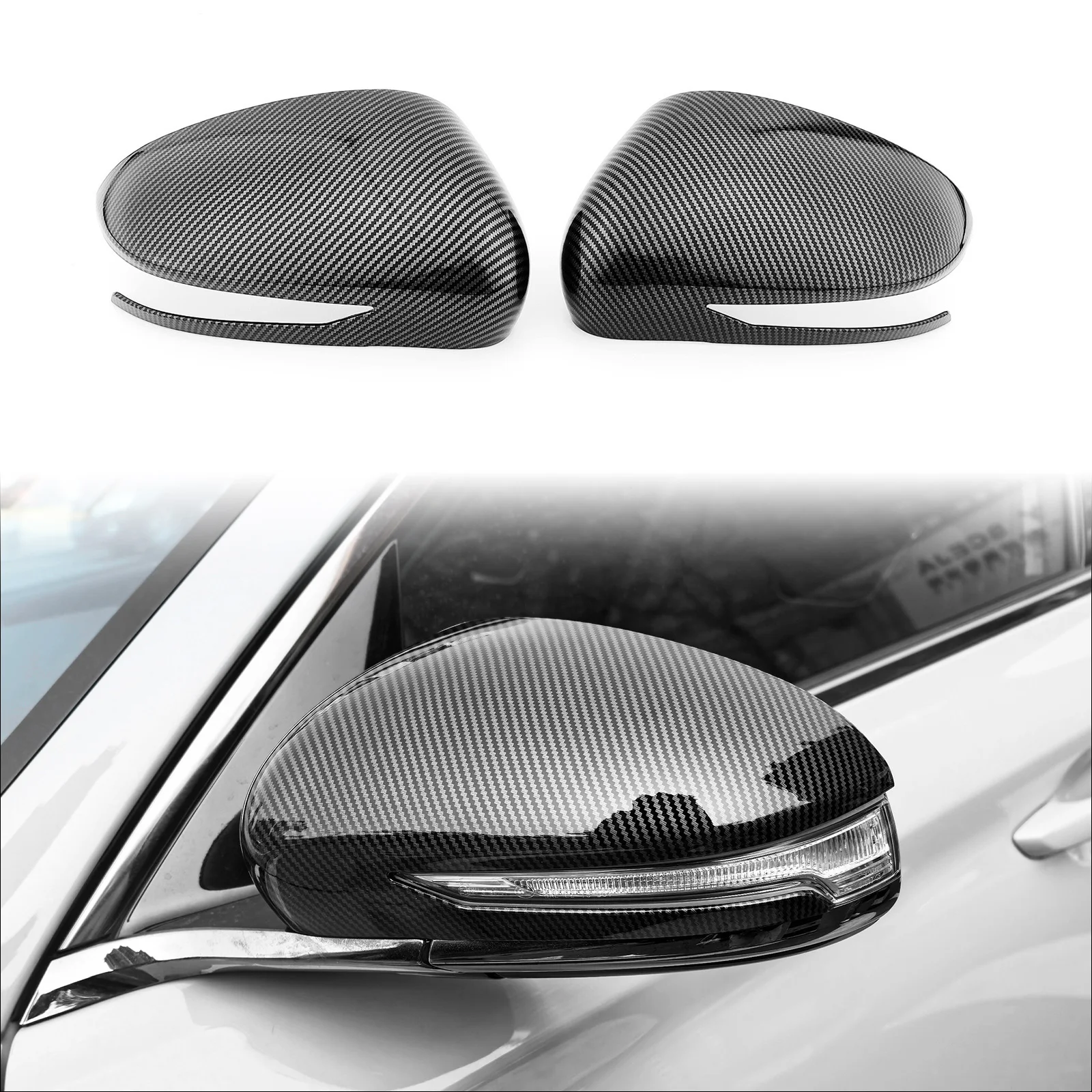 

Car Rearview Mirror Cover Carbon Fiber Gloss Reverse Mirror Shell Cap Housing Trim For Genesis G70 Exterior Accessories