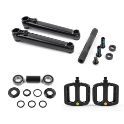 POLSO Black BMX Crank 48T 170mm 9/16 CRMO Crankarm and Mid BB EURO BB BMX Nylon Pedal