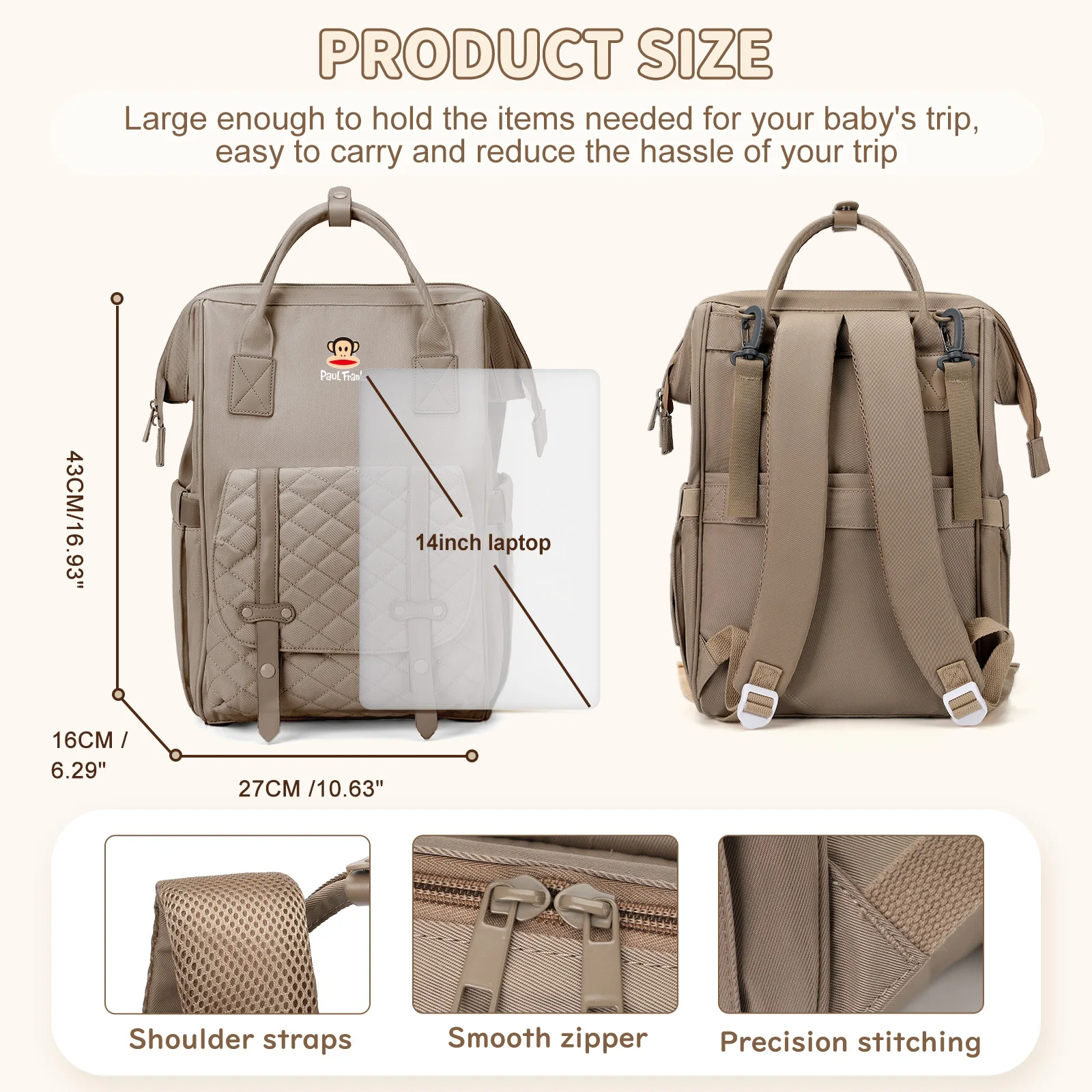 حقيبة حفاضات الأطفال للأولاد والبنات، حقيبة ظهر للأم ذات سعة كبيرة، حقيبة سفر أساسية لحديثي الولادة للأم، حقيبة ظهر عازلة للزجاجات