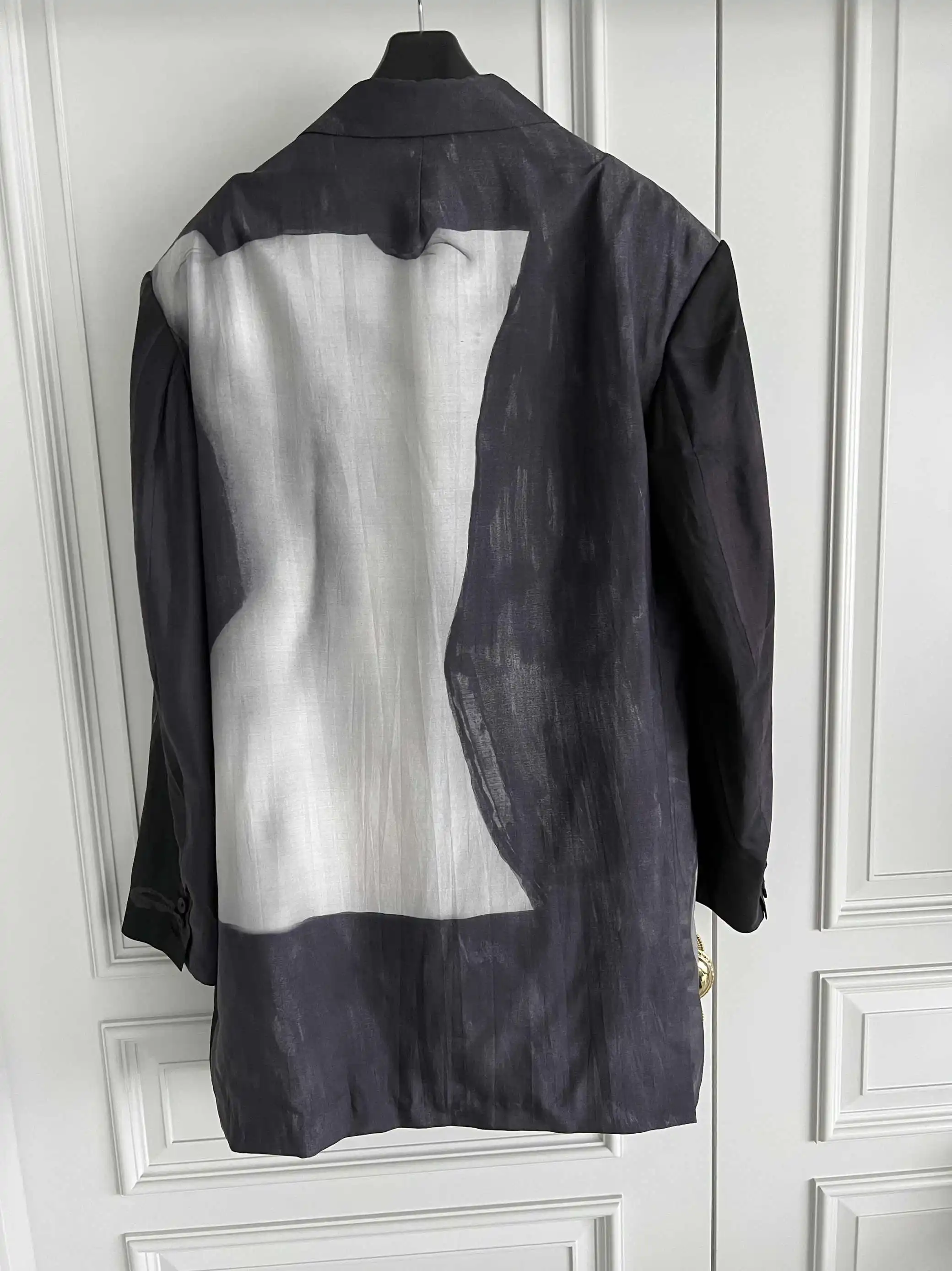 TOP-YAMAMOTO original Design silk nude woman print pattern 3-button suit long-sleeved design jacket