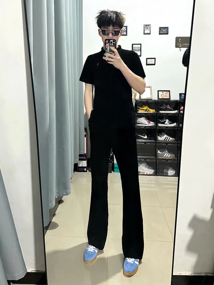 Ice Silk Men's Casual Straight Leg Pants Loose Fit Lightweight Drapey Style Summer Fashionable Teenager Online Exclusive