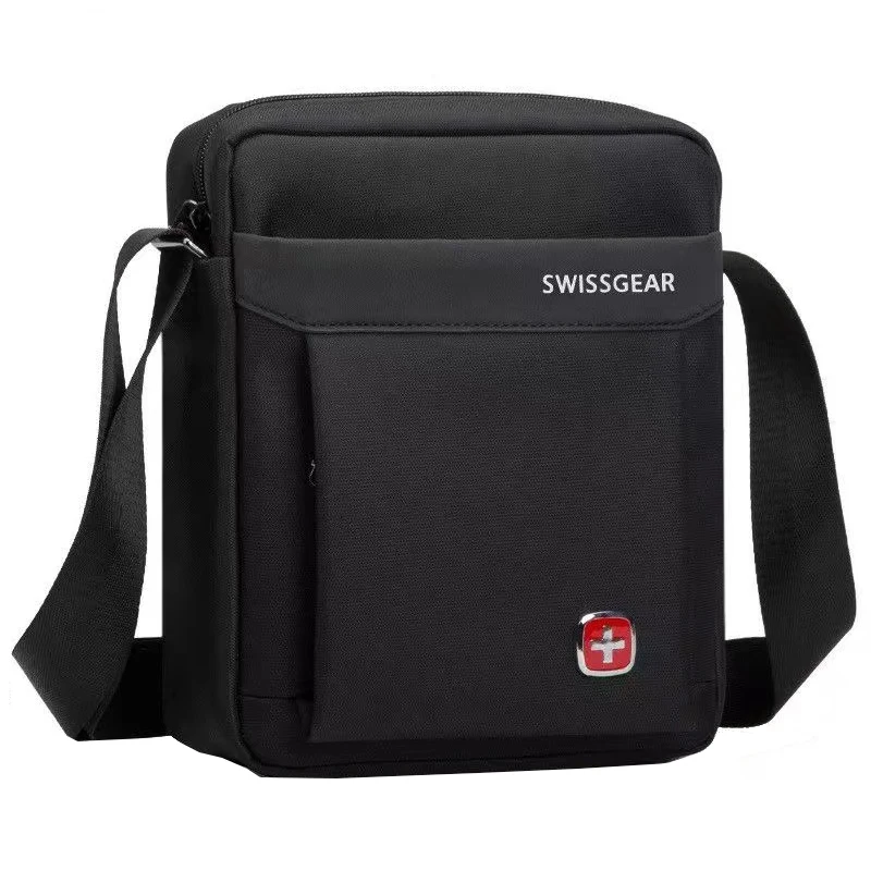 Bolsa de ombro Oxford preta Swissgear masculina vintage, bolsas transversais mensageiro impermeáveis para homens, 2024