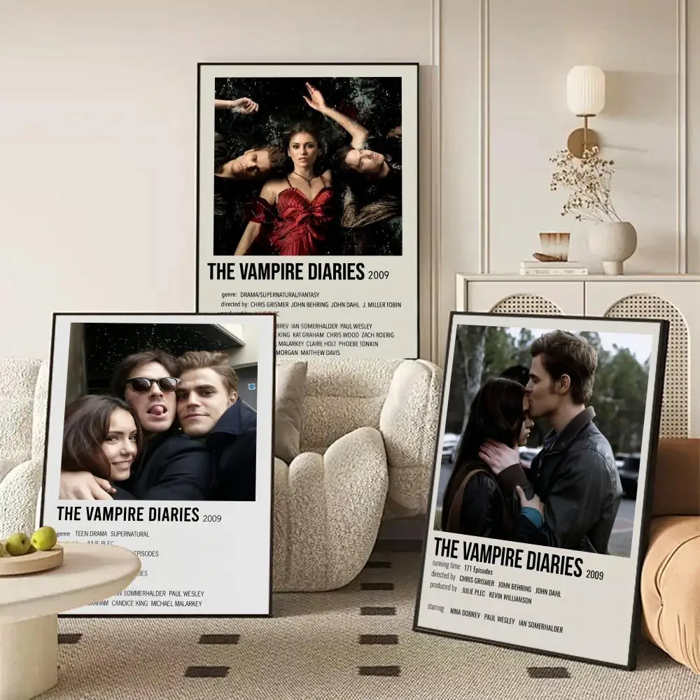 Classic Movie The V-Vampire Diaries Poster For Home Decoration Interior Bar Sticky Wall Art Printing Waterproof Room Decor