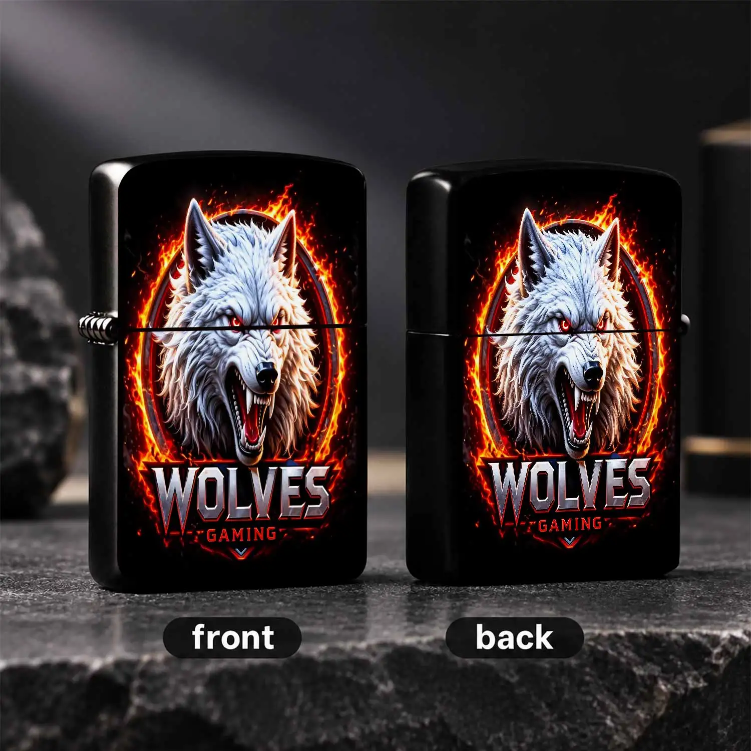 Cool Fiery White Wolf Wolves Gaming Themed Portable Lighter, Trendy Esports Style Stylish Carry-On Ignition Item, Suitable For Daily Lighting Scents Candles, Outdoor Camping, Multi-Scenario Practical Creative Gift, Eye-C A Humorou And Inter