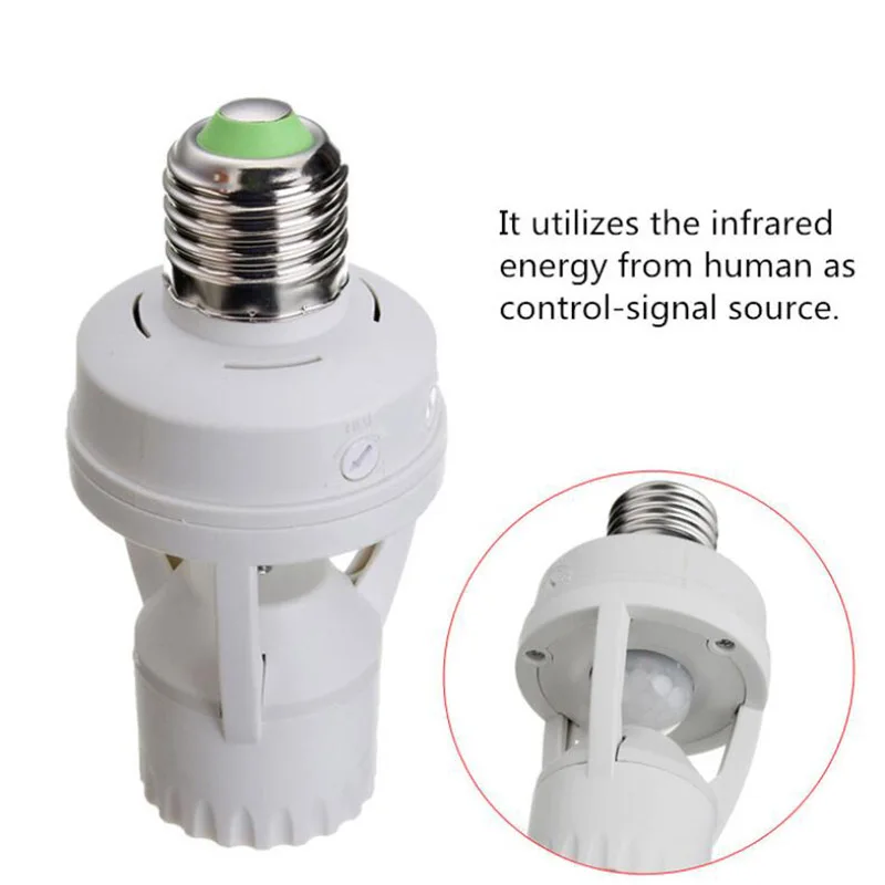 Smart 110V-240V PIR Induction Infrared Motion Sensor E27 LED lamp Base Holder with light Control Switch Bulbs Socket Converter