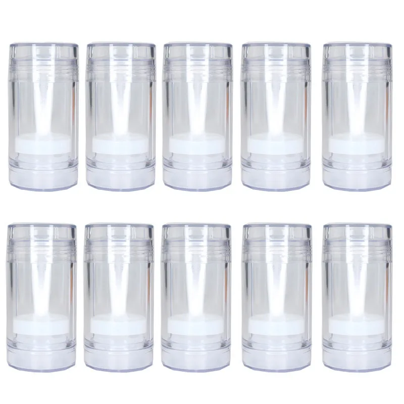 New 10Pcs/Sets 50/75ml Empty Clear Black Deodorant Bottles Twist Up Stick Tube Round Bottom Filling Stick Deodorant Container