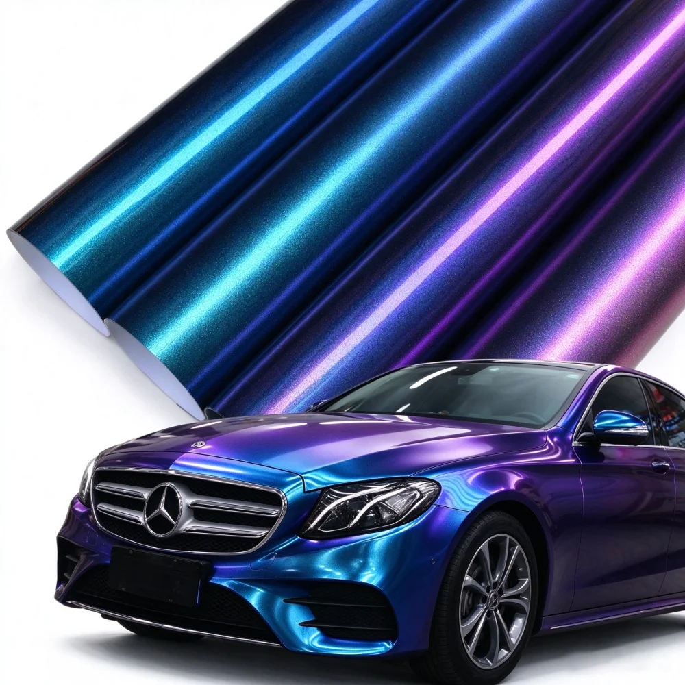Car Stickers Sparkle Diamond Chameleon Car Vinyl Wrap Self-Adhesive Color Change Film Motorcycle Wrapping Styling