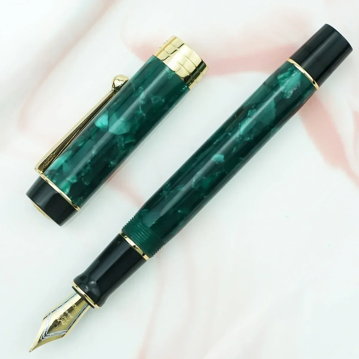 Groene Jinhao 100 Centennial Hars Vulpen EF/F/M/Gebogen Penpunt met Converter Schrijven Business Office Gift Inkt Pen
