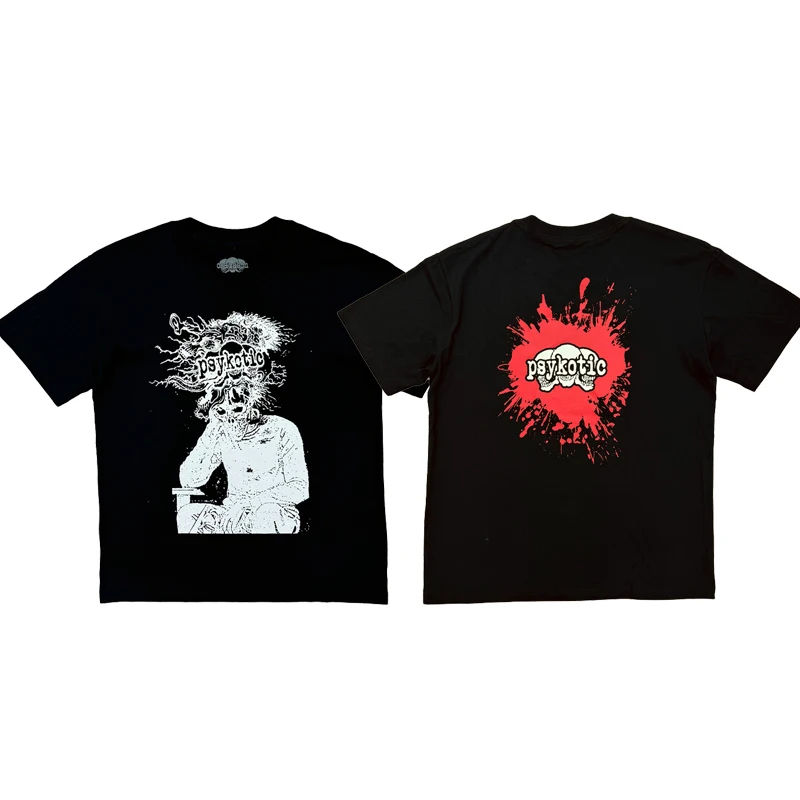 

Футболка Osamason Psykotic Headache Tour Merch, хлопковая, повседневная, с круглым вырезом, архивная модель бренда.