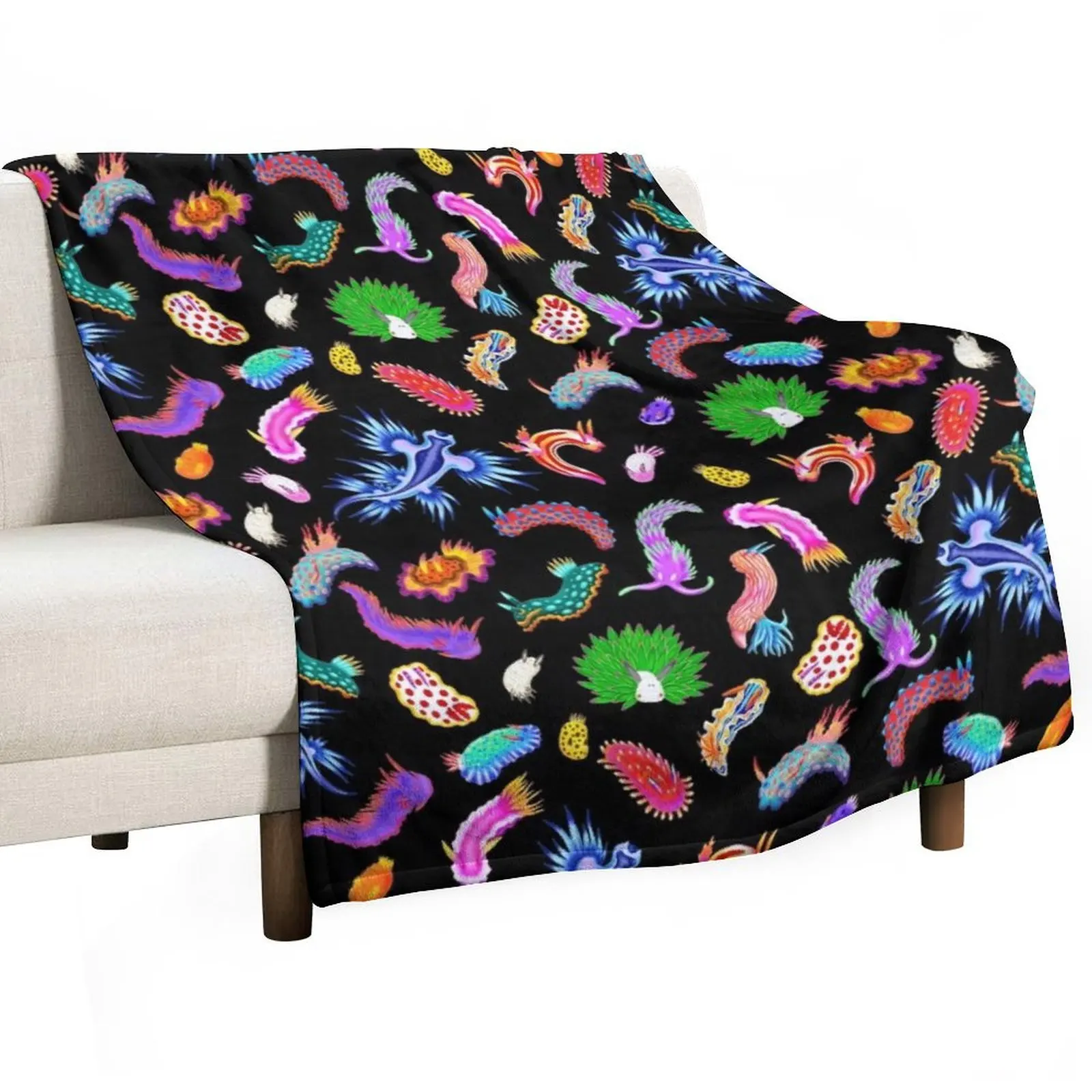 Rainbow Nudibranchs (Sea Slugs) Assortment Throw Blanket Luxury Brand Plaid Blankets