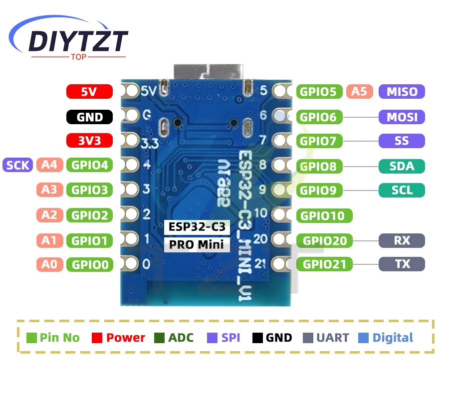 DIYTZT ESP32-C3-Zero 프로 미니 개발 보드, 와이파이 블루투스, 울트라 스몰 사이즈, ESP8266, ESP32 C3, ESP 32, 아두이노용