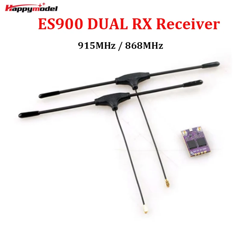 

HappyModel ES900 DUAL RX ELRS Diversity Receiver 915MHz / 868MHz Built-in TCXO for RC Airplane FPV Long Range Drones DIY Parts