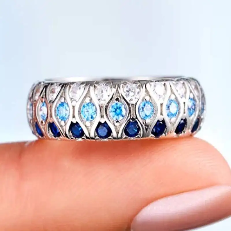 Huitan Damen-Ring mit einzigartigem Design, eingelegt, funkelnder CZ, bezaubernder Schmuck für Party, Alltag, vielseitiger Finger, anmutige Accessoires, Geschenk