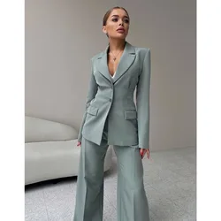 Elegante terno feminino de 2 peças, calças e calças, moda trabalho, casual, novo, outono