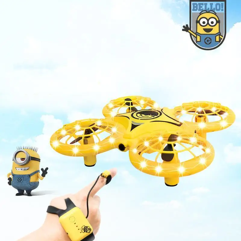 Minion Four-Axis Ufo Intelligent Induction Aircraft Suspended Flying Saucer Remote Control Drone Aircraft Animation Kid Toy Gift