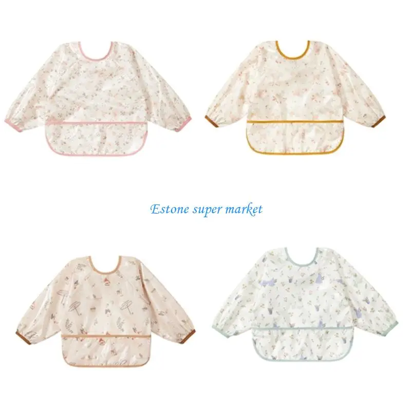 

090B Toddler Protective Feeding Smock Coverall Waterproof Fabric Spill Guard Cartoon