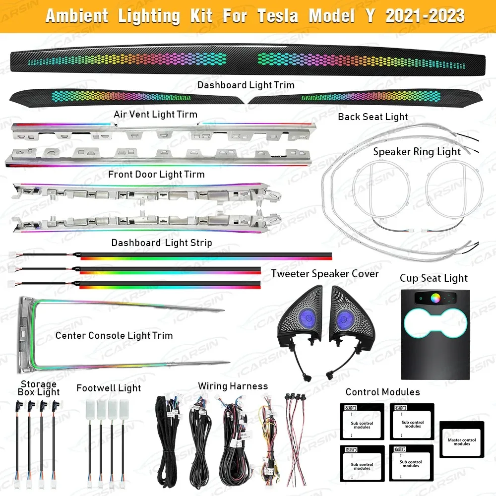 

Upgrade Symphony Led Car Interior Accessories for Tesla Model 3/Y 2021-2024 Atmosphere Light Strip Decoration