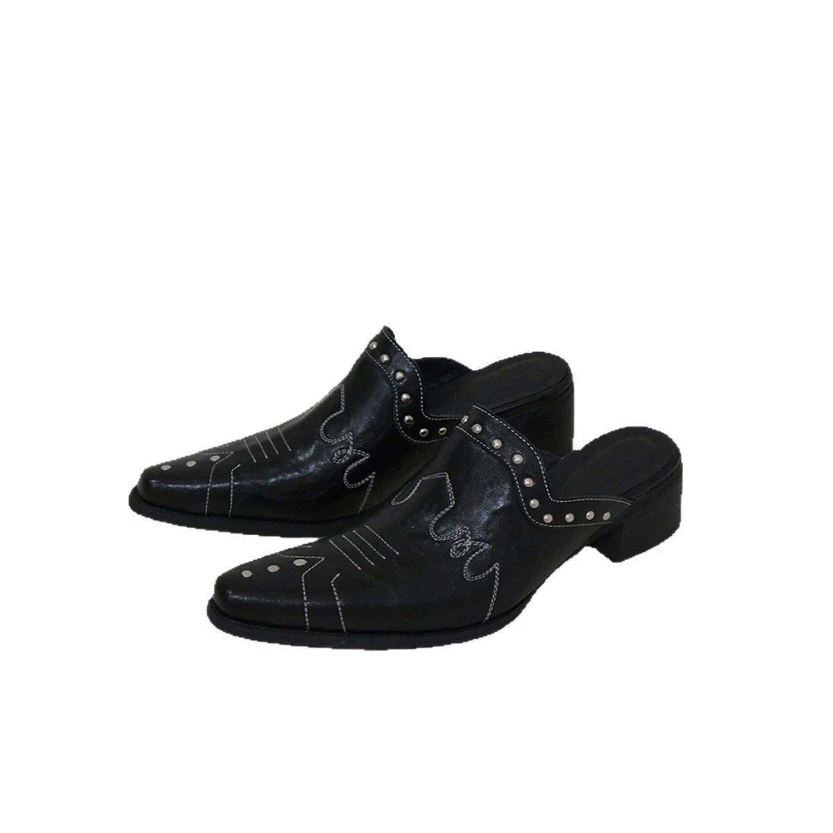 

Low-Heel French Pointed Toe Mules Women's Slippers Indoor Outdoor Wear Comfortable Flat Bottom Casual Style Footwear