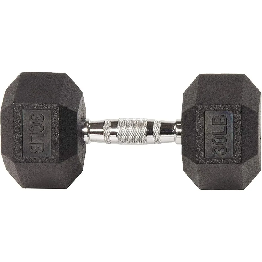 

Rubber Encased Hex Dumbbell, Hand Weights with Anti-Slip Cast for Exercise & Fitness, Weights Dumbbells 30LB Single