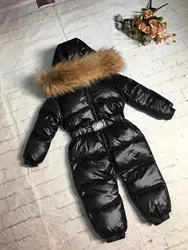 Child Raccoon fur Overalls 2022 winter down jacket child down coat overall children snowsuit girl Down outerwear suit jumpsuits