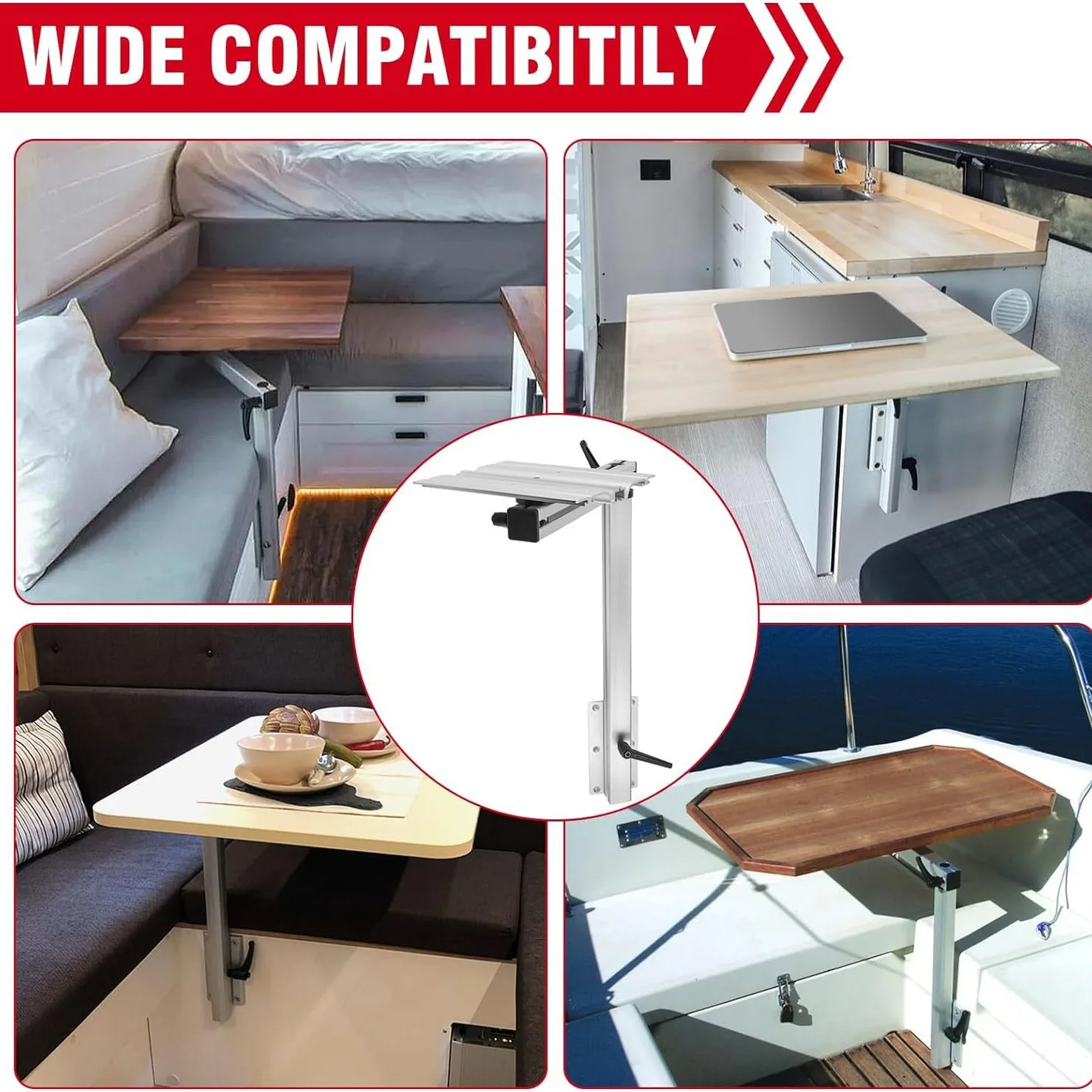 Caravan Accessories Aluminum Alloy Table Leg Movable Rotatable and Height Adjustable For Camper RV Motorhome