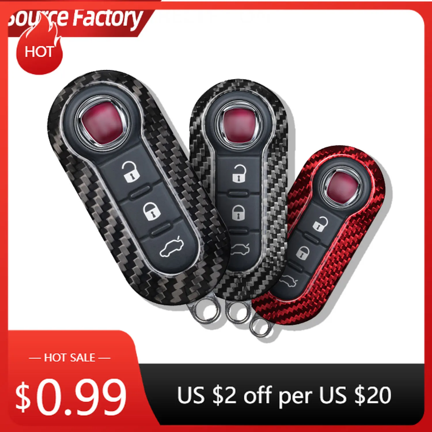 

Car Stickers Real Carbon Fiber Key Fob Cover for FIAT F500 500L 500X Abarth 3Buttons Remote Key Replacement Shell for Ram P